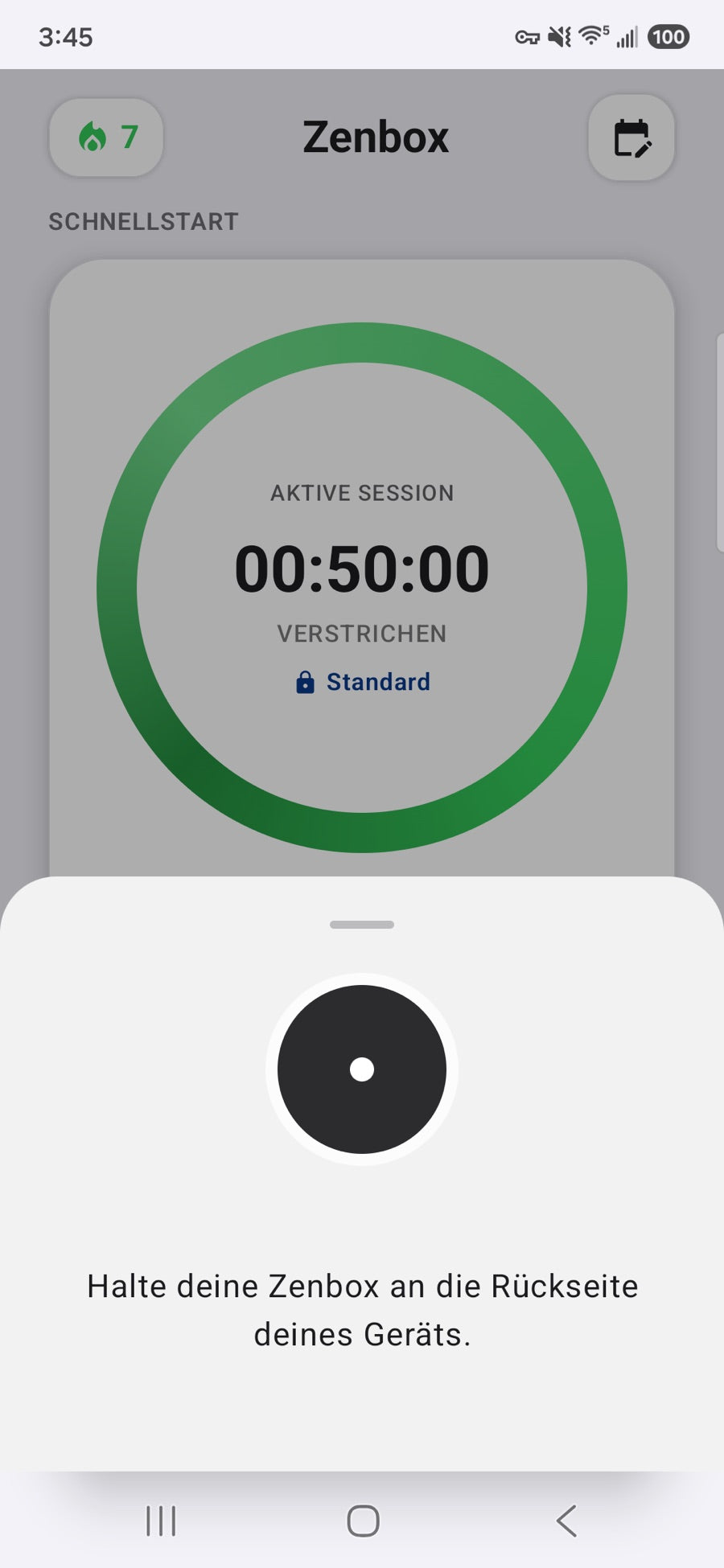 Scan window: hold your Zenbox to the back of your device