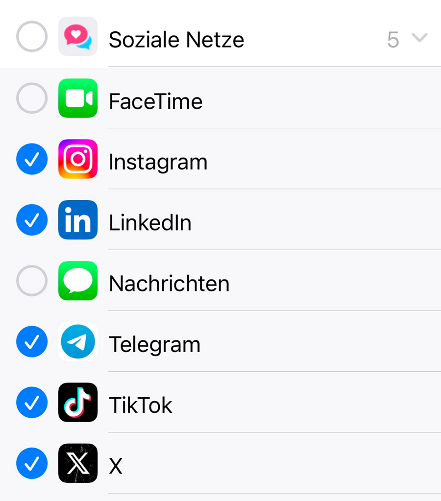 App-Auswahl