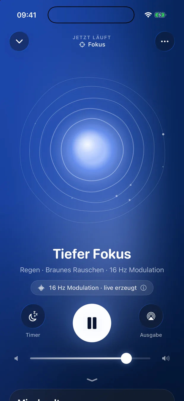 Der Zen Sounds Player mit Tiefer Fokus