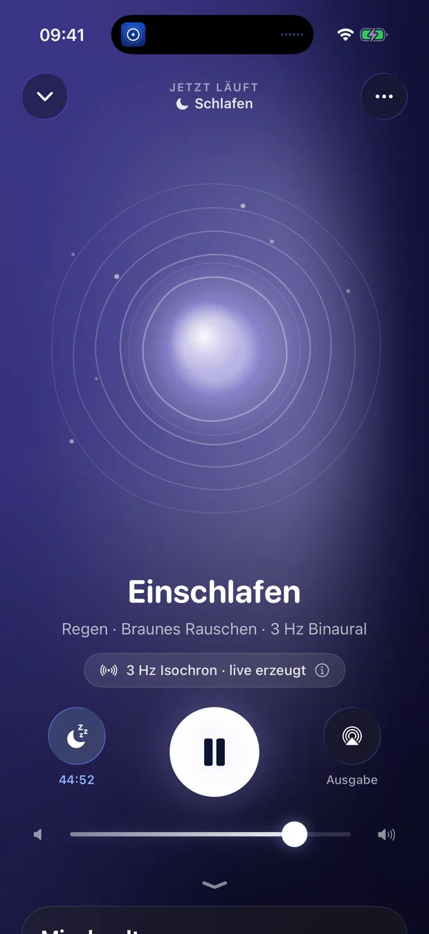 Der Einschlafklang mit Timer, der ausblendet